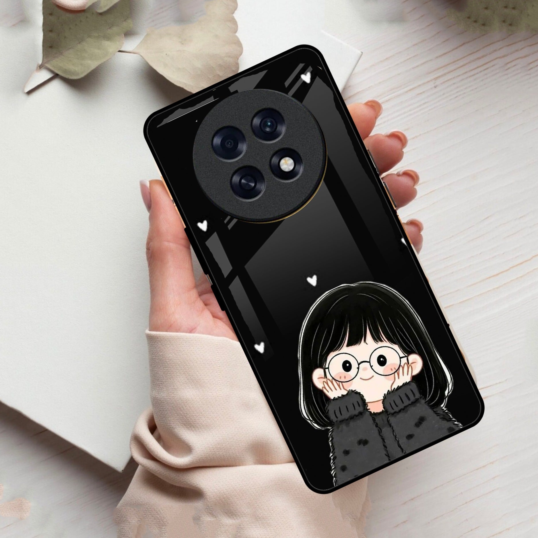 Sweet Blush Girl Glass Case Cover For Oppo