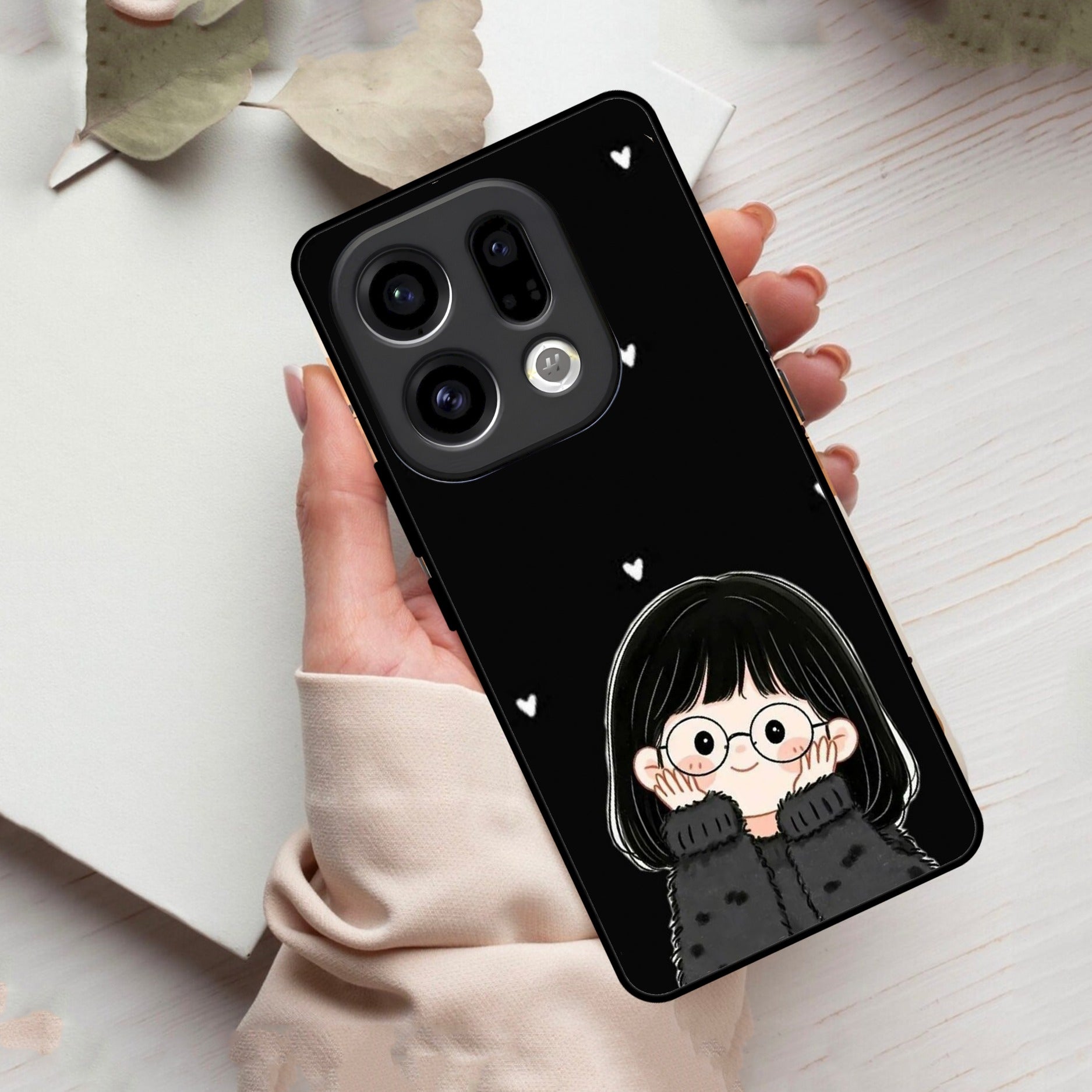 Sweet Blush Girl Glass Case Cover For Oppo