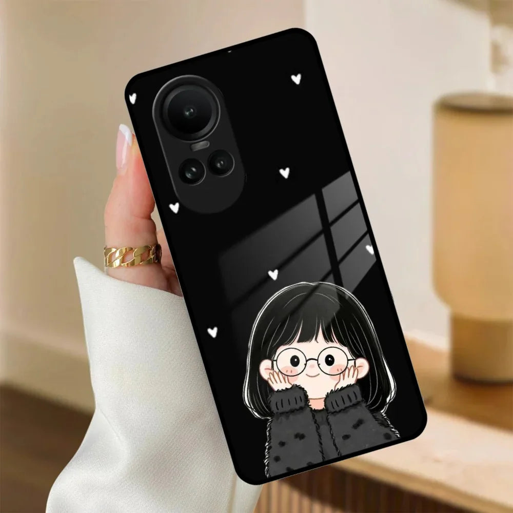 Sweet Blush Girl Glass Case Cover For Oppo - ShopOnCliQ