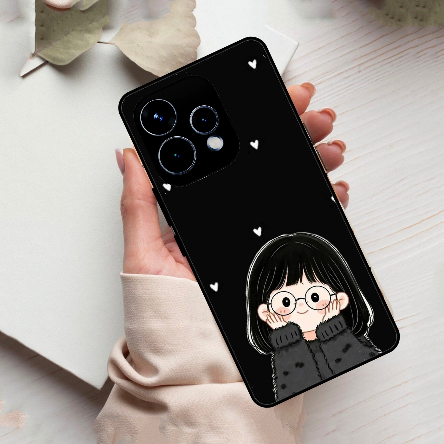 Sweet Blush Girl Glass Case Cover For Oppo