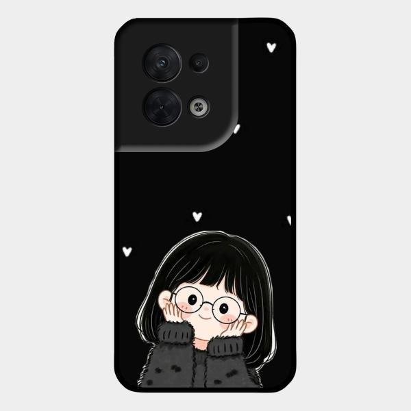Sweet Blush Girl Glass Case Cover For Oppo Reno 8 5G