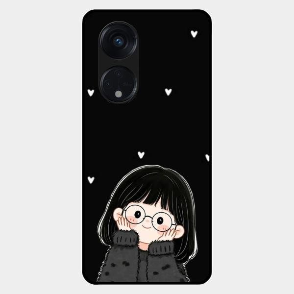 Sweet Blush Girl Glass Case Cover For Oppo Reno 8T 5G