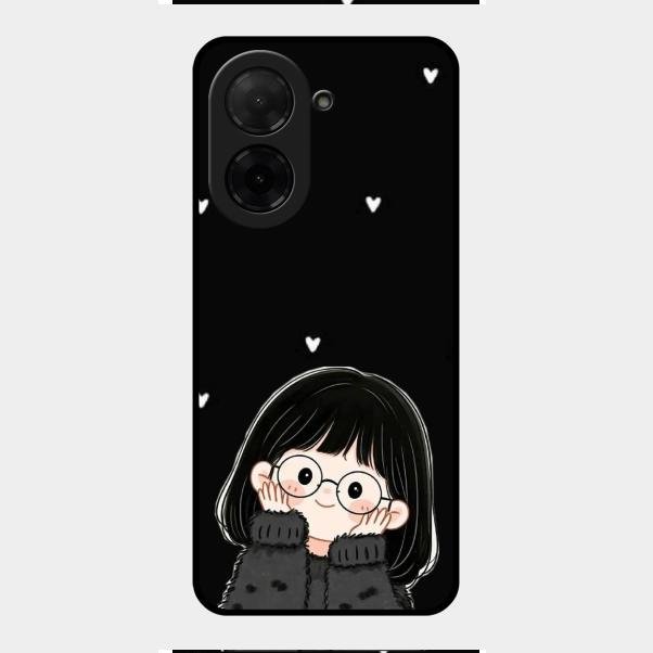 Sweet Blush Girl Glass Case Cover For Poco C71