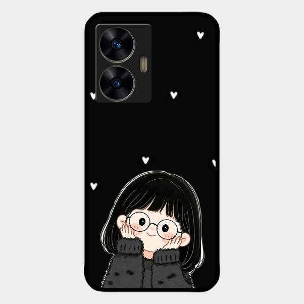 Sweet Blush Girl Glass Case Cover For Realme C55