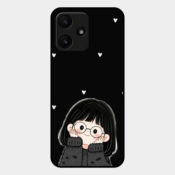 Sweet Blush Girl Glass Case Cover For Redmi 12 5G