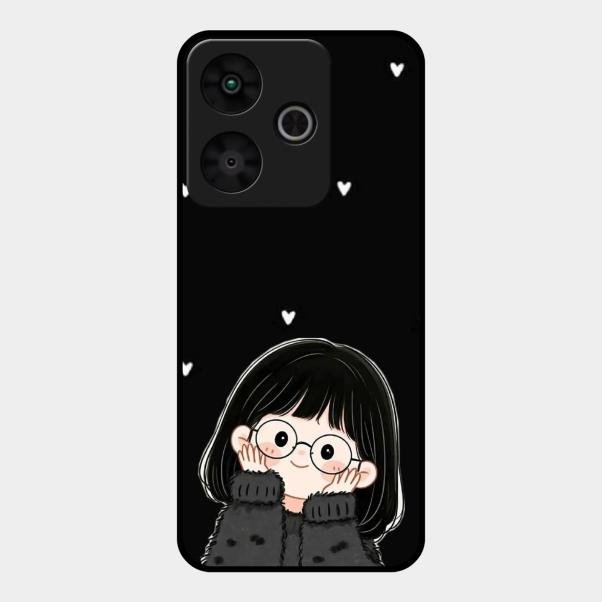 Sweet Blush Girl Glass Case Cover For Redmi 13 5G