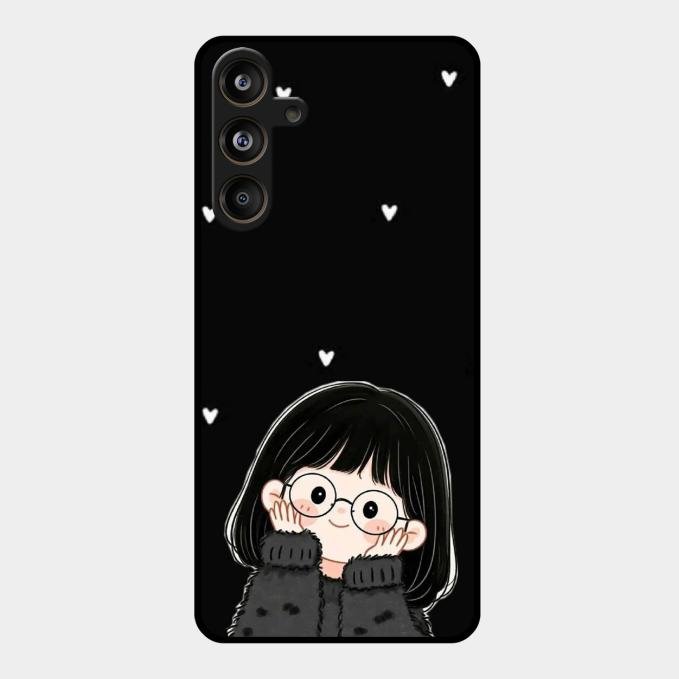 Sweet Blush Girl Glass Case Cover For Samsung Galaxy M55 5G