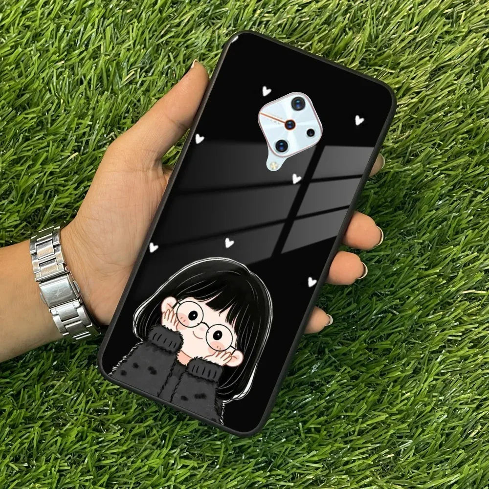 Sweet Blush Girl Glass Case Cover For Vivo - ShopOnCliQ