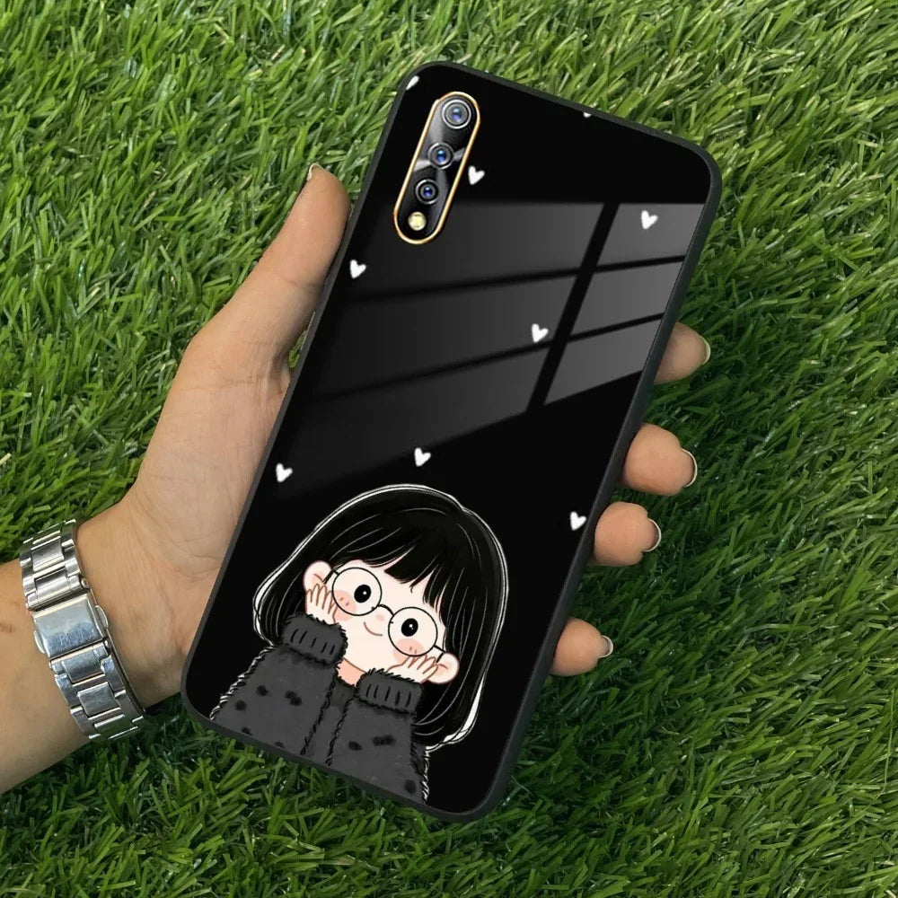 Sweet Blush Girl Glass Case Cover For Vivo - ShopOnCliQ