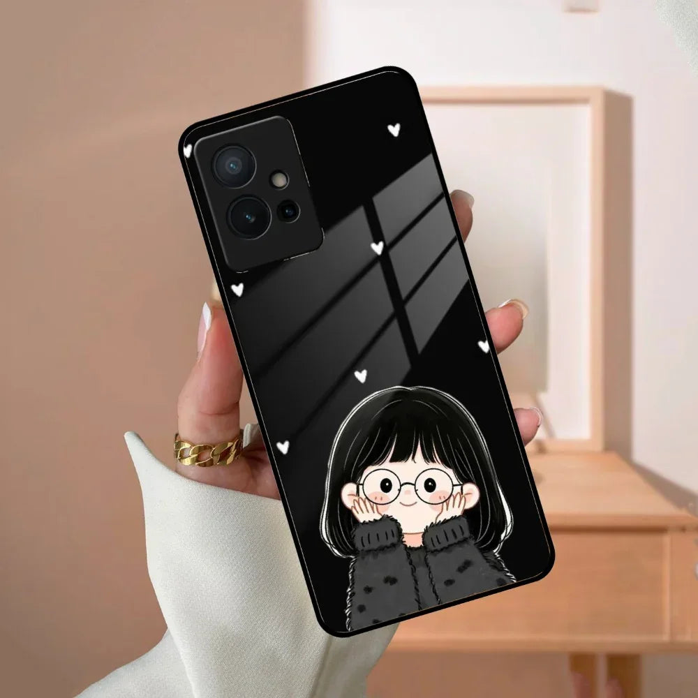 Sweet Blush Girl Glass Case Cover For Vivo - ShopOnCliQ