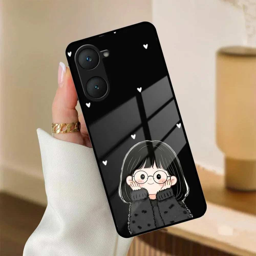 Sweet Blush Girl Glass Case Cover For Vivo - ShopOnCliQ