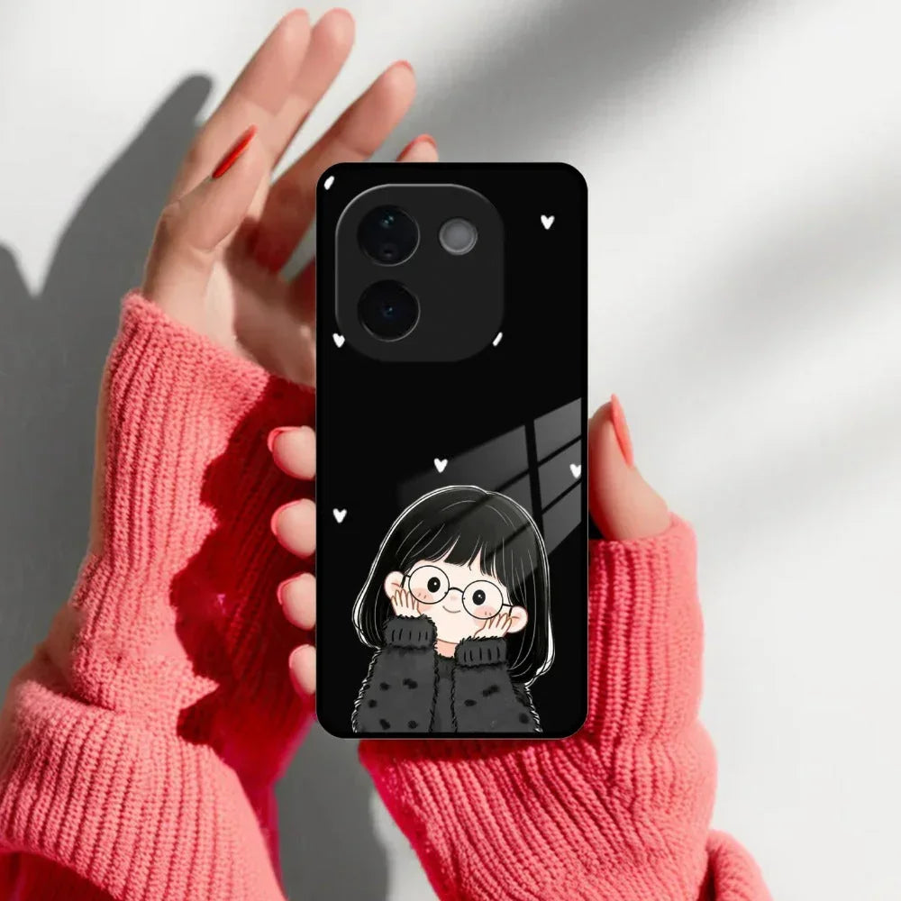 Sweet Blush Girl Glass Case Cover For iQOO - ShopOnCliQ