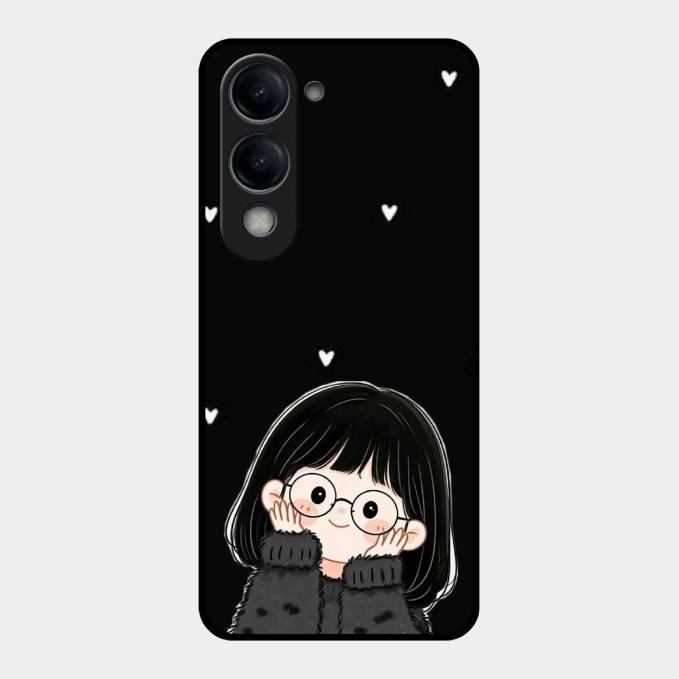 Sweet Blush Girl Glass Case Cover For Vivo T4 Lite 5G