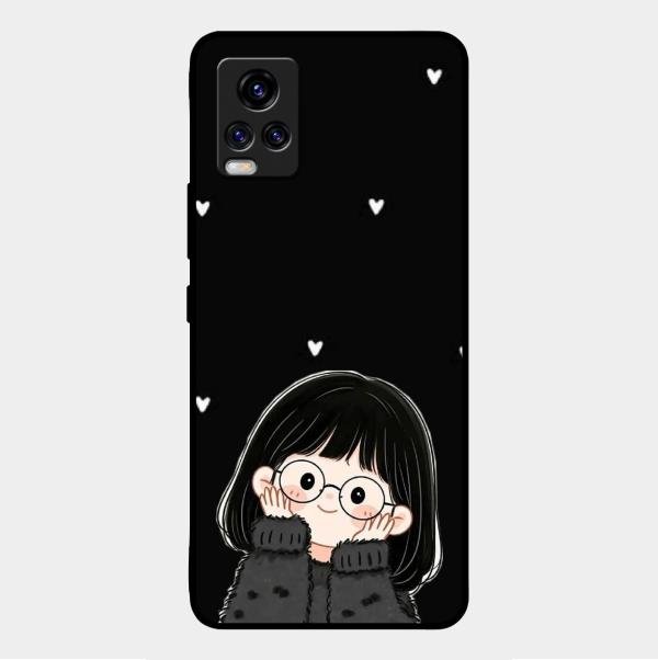Sweet Blush Girl Glass Case Cover For Vivo V20 2021