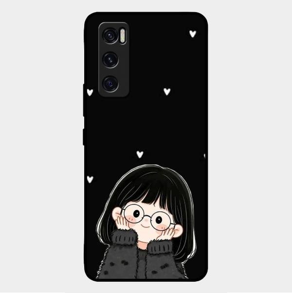 Sweet Blush Girl Glass Case Cover For Vivo V20 Se