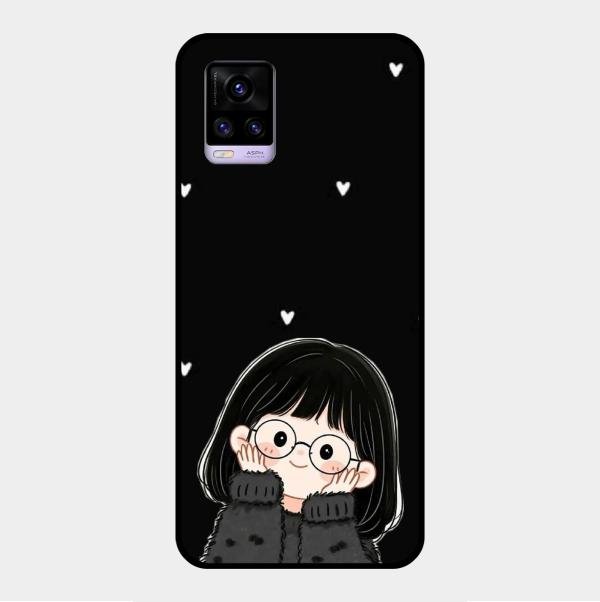 Sweet Blush Girl Glass Case Cover For Vivo V20