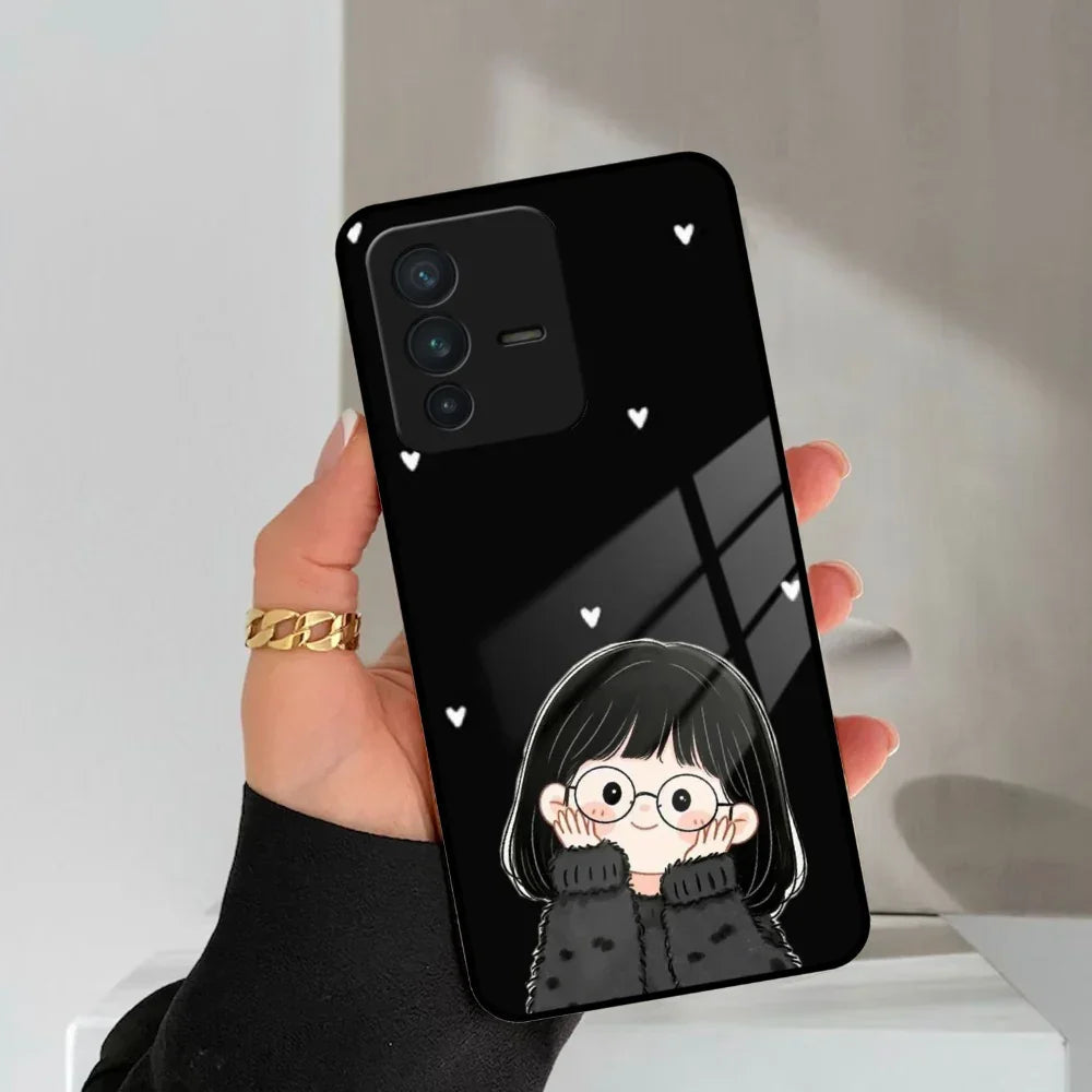 Sweet Blush Girl Glass Case Cover For Vivo - ShopOnCliQ