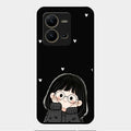 Sweet Blush Girl Glass Case Cover For Vivo V25 5G