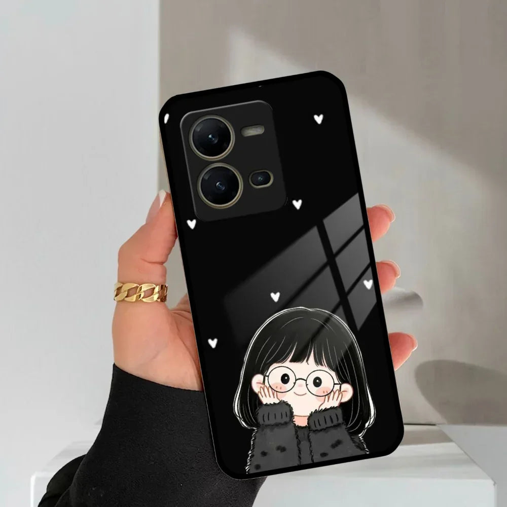 Sweet Blush Girl Glass Case Cover For Vivo - ShopOnCliQ