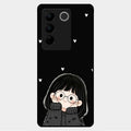 Sweet Blush Girl Glass Case Cover For Vivo V27 5G