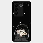 Sweet Blush Girl Glass Case Cover For Vivo V27 5G