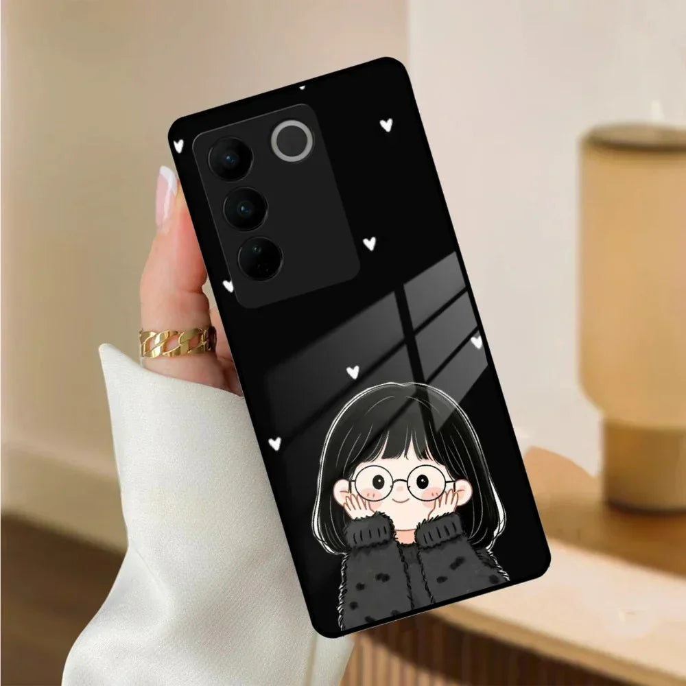 Sweet Blush Girl Glass Case Cover For Vivo - ShopOnCliQ