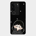 Sweet Blush Girl Glass Case Cover For Vivo V29 5G