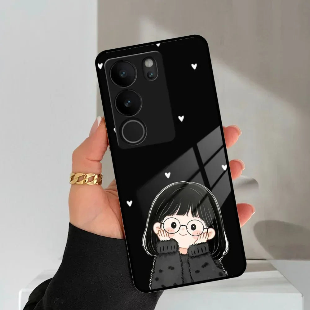 Sweet Blush Girl Glass Case Cover For Vivo - ShopOnCliQ