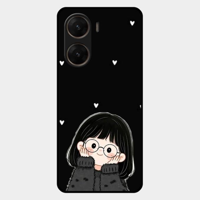 Sweet Blush Girl Glass Case Cover For Vivo V29E 5G