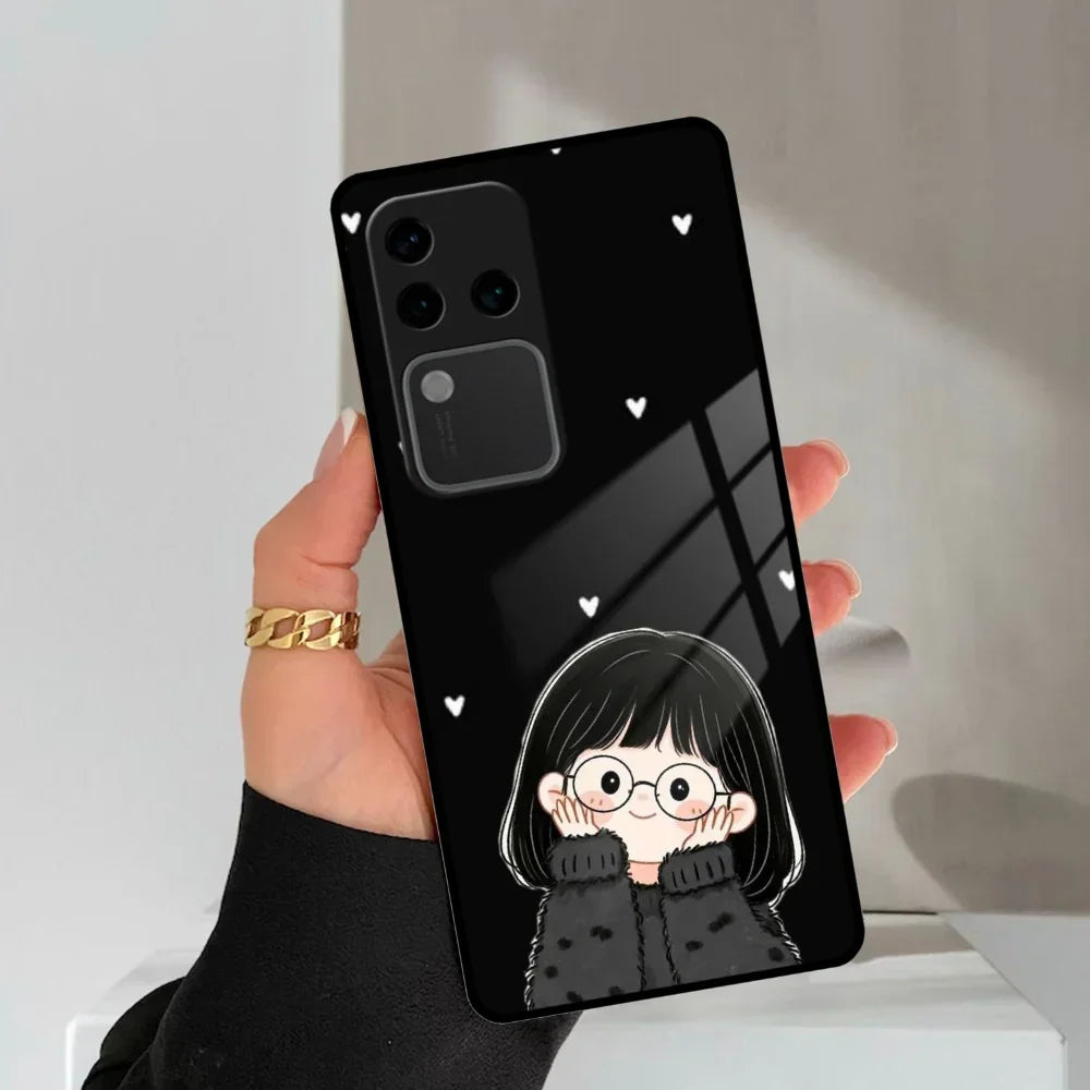 Sweet Blush Girl Glass Case Cover For Vivo - ShopOnCliQ