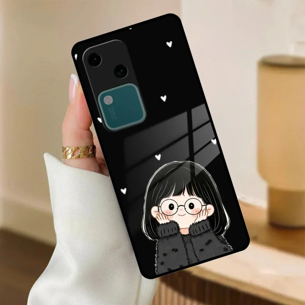 Sweet Blush Girl Glass Case Cover For Vivo - ShopOnCliQ