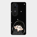 Sweet Blush Girl Glass Case Cover For Vivo V40 5G