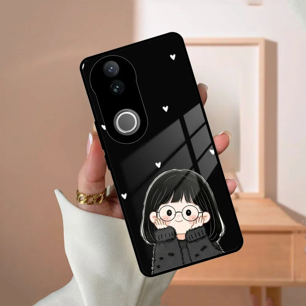 Sweet Blush Girl Glass Case Cover For Vivo - ShopOnCliQ