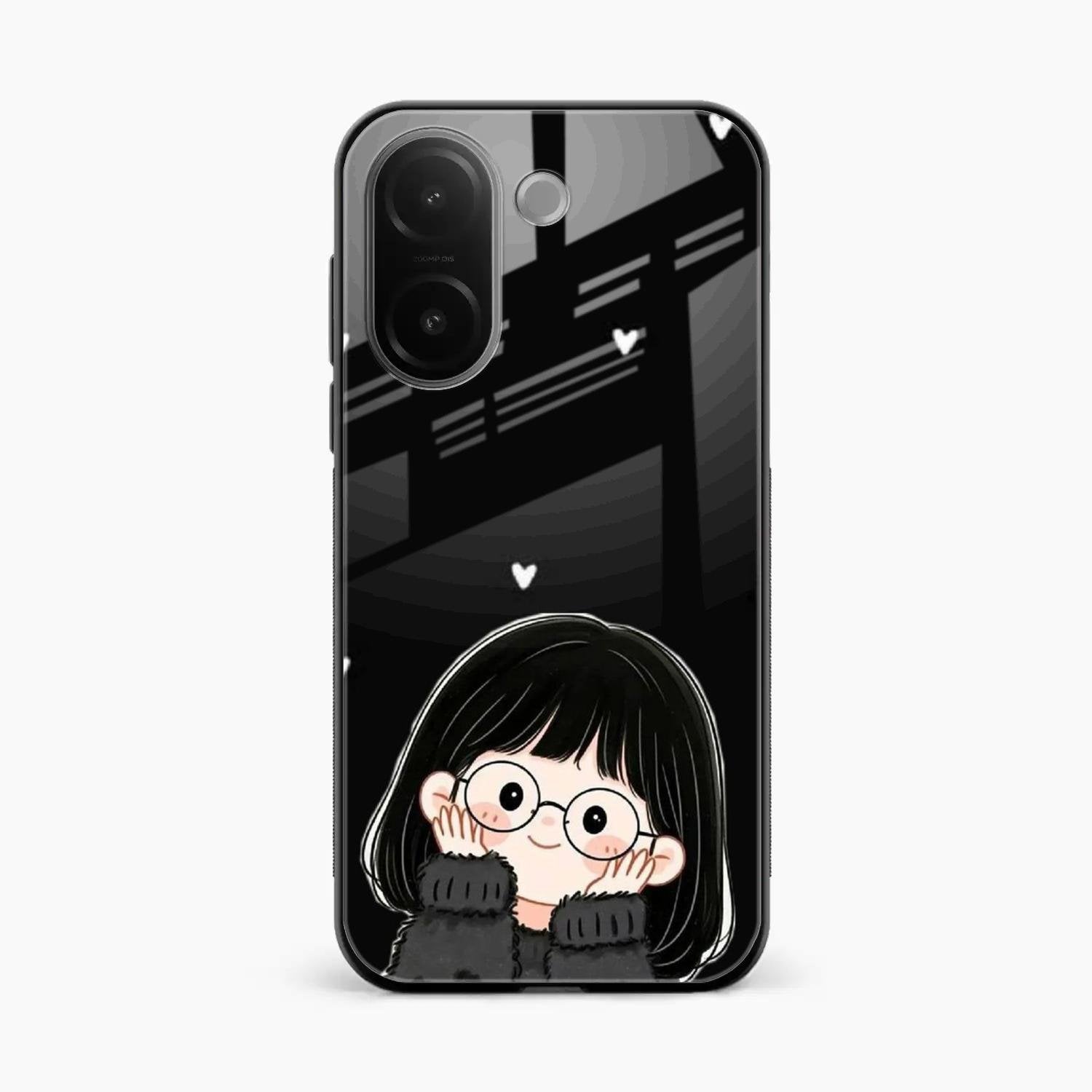 Sweet Blush Girl Glass Case Cover For Vivo V60e 5G