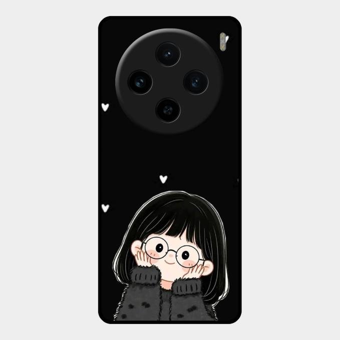 Sweet Blush Girl Glass Case Cover For Vivo X100 5G