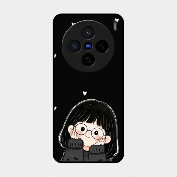 Sweet Blush Girl Glass Case Cover For Vivo X200 5G