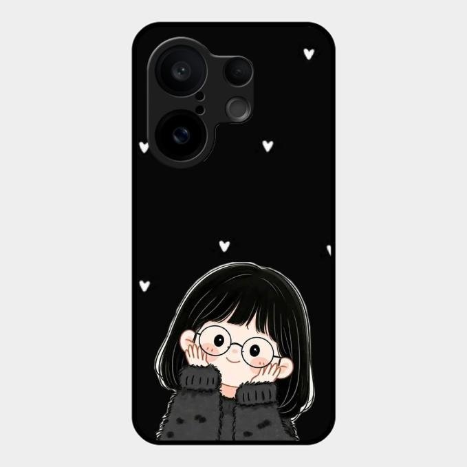 Sweet Blush Girl Glass Case Cover For Vivo X200 Fe 5G