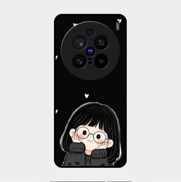 Sweet Blush Girl Glass Case Cover For Vivo X200 Pro 5G