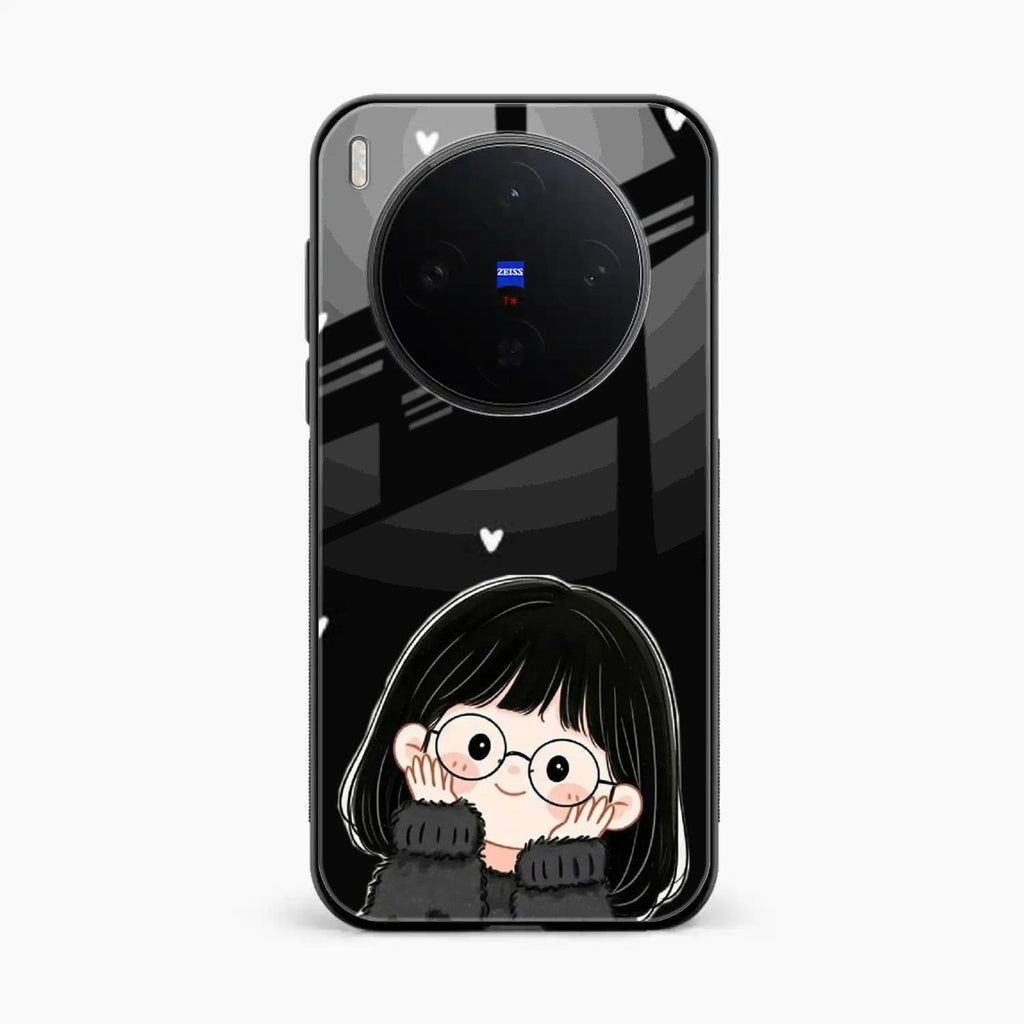 Sweet Blush Girl Glass Case Cover For Vivo X300 5G