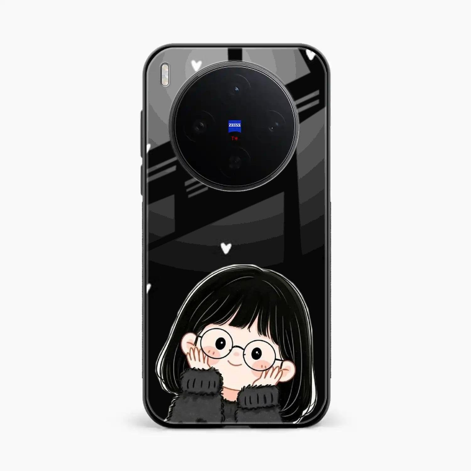 Sweet Blush Girl Glass Case Cover For Vivo X300 5G