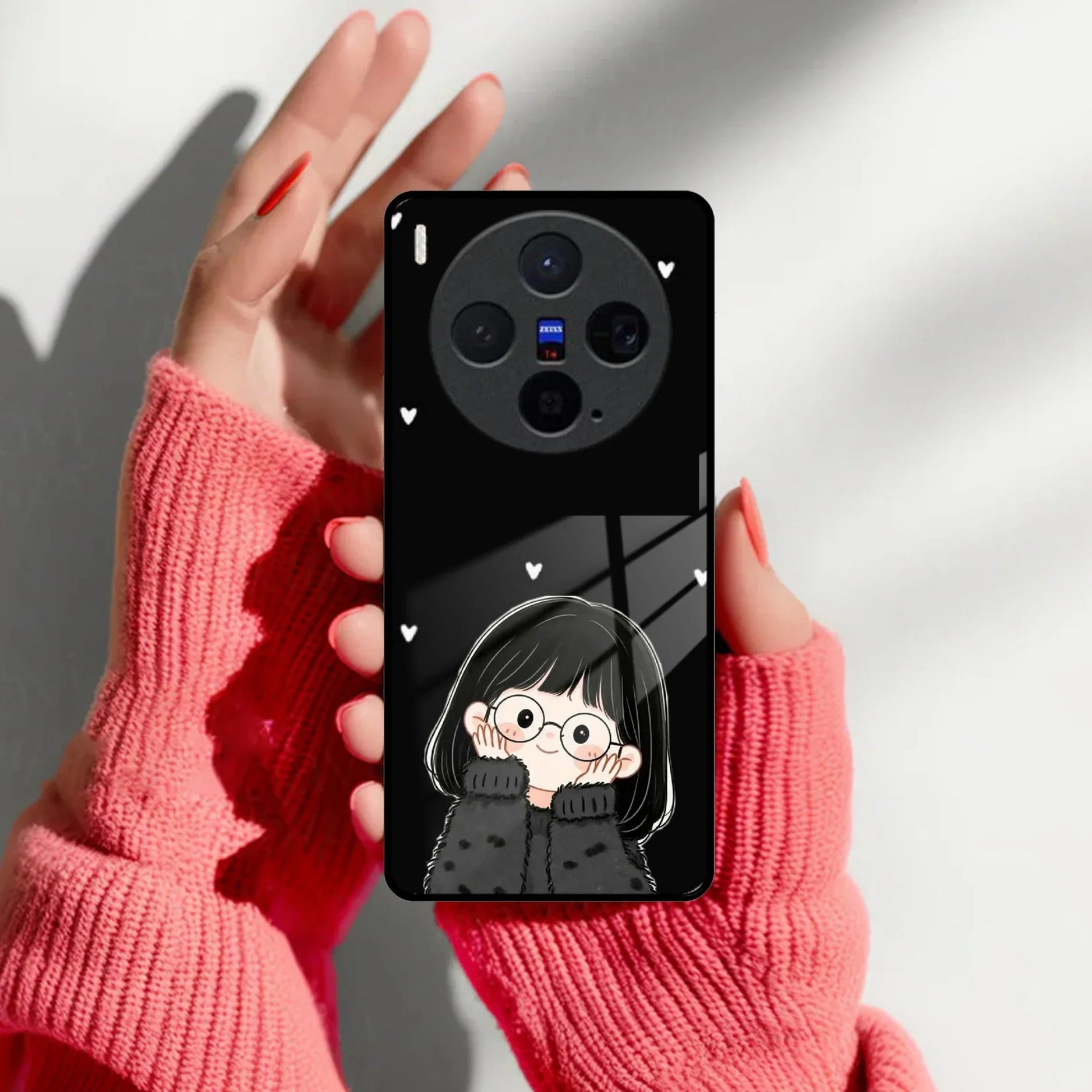 Sweet Blush Girl Glass Case Cover For Vivo