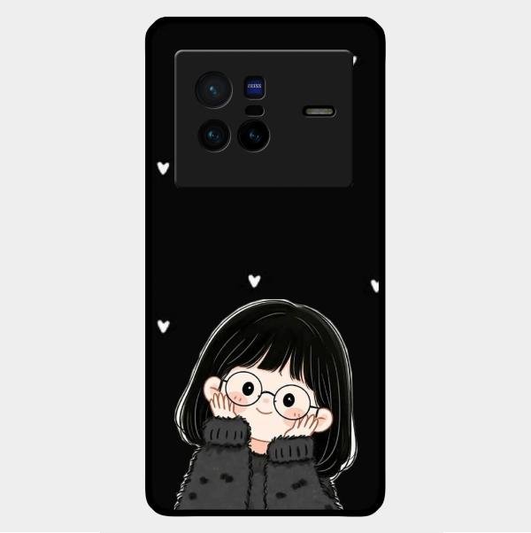 Sweet Blush Girl Glass Case Cover For Vivo X80 5G