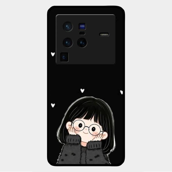 Sweet Blush Girl Glass Case Cover For Vivo X80 Pro 5G