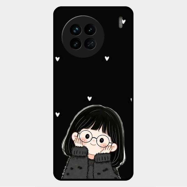 Sweet Blush Girl Glass Case Cover For Vivo X90 5G
