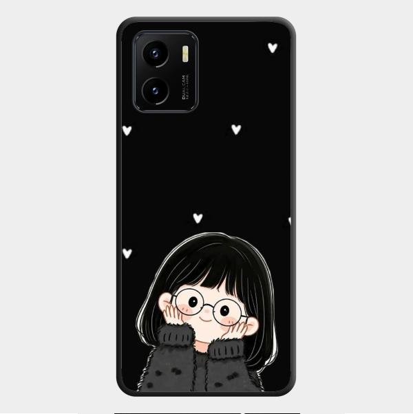 Sweet Blush Girl Glass Case Cover For Vivo Y01