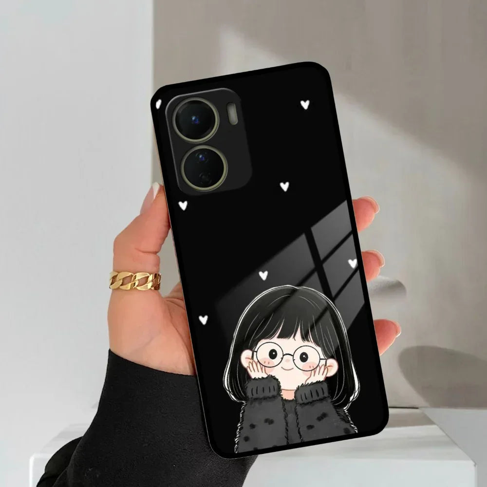 Sweet Blush Girl Glass Case Cover For Vivo - ShopOnCliQ