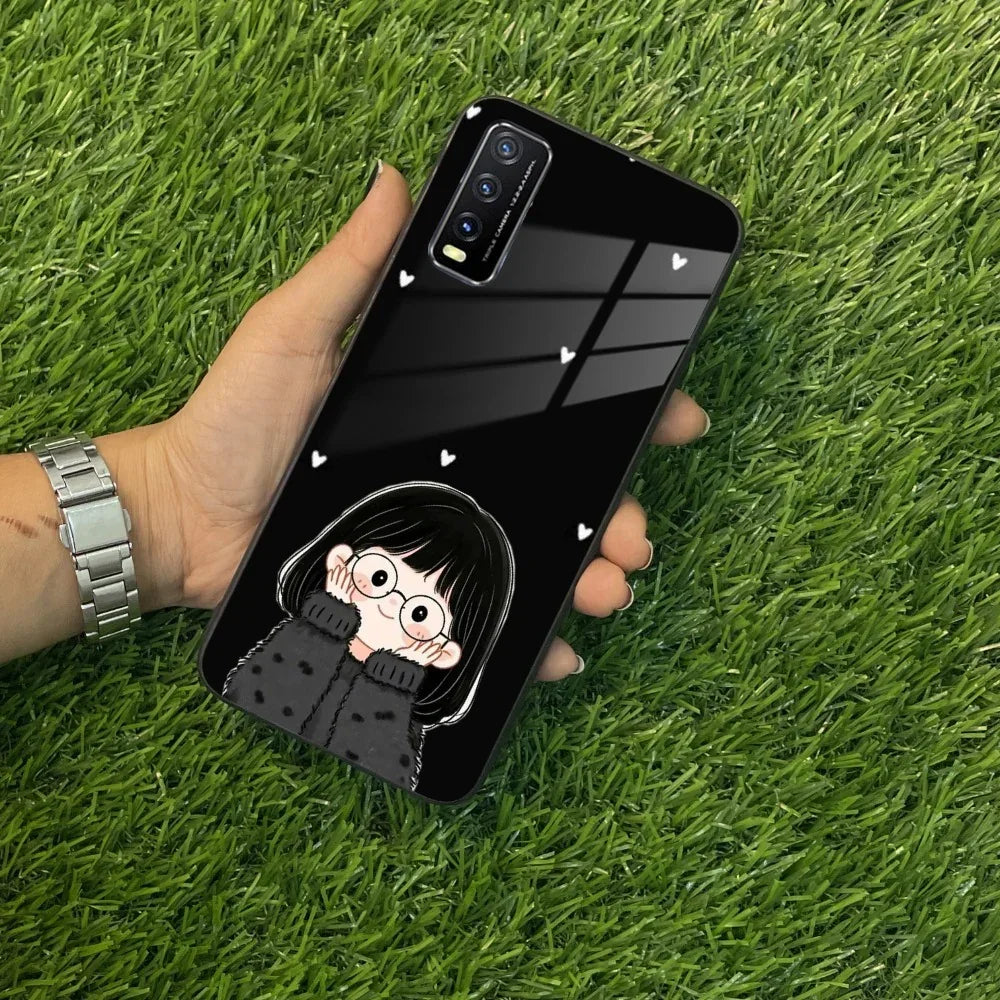 Sweet Blush Girl Glass Case Cover For Vivo - ShopOnCliQ