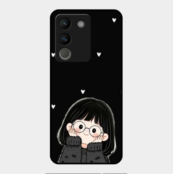 Sweet Blush Girl Glass Case Cover For Vivo Y200 5G