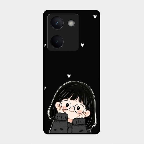 Sweet Blush Girl Glass Case Cover For Vivo Y200 Pro 5G