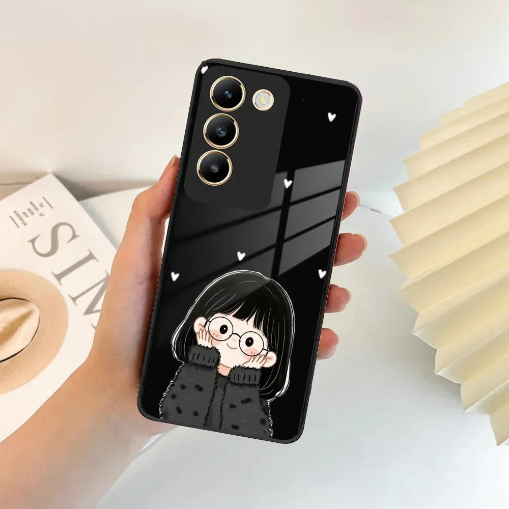 Sweet Blush Girl Glass Case Cover For Vivo - ShopOnCliQ